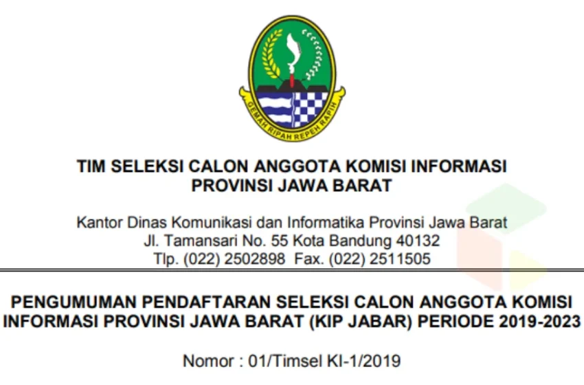  Seleksi Komisi Informasi Provinsi Jawa Barat Tahun 2019