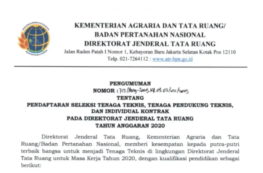  Rekrutmen Kementerian Agraria dan Tata Ruang/BPN Tahun 2020
